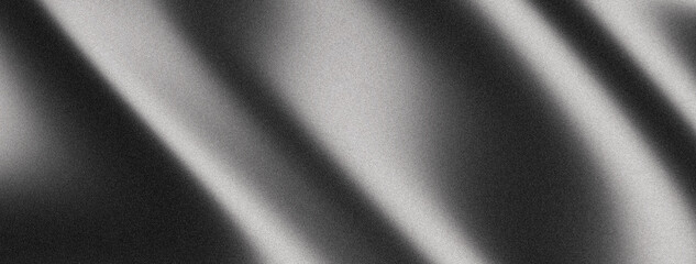 Monochrome black white abstract grainy texture background, with noise effect curved stripe banner backdrop design