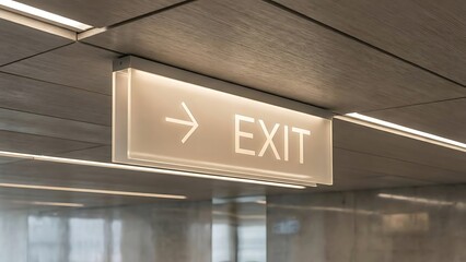 Modern illuminated exit sign with arrow pointing to the right