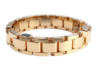 Golden Stainless Steel Bracelet Isolated on White Background