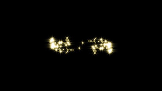 Fast glittering star lines motion effect, magic glitter sparkle trail transition with glowing golden starlight path, sparkling starry line on black screen for logo animation, 4k