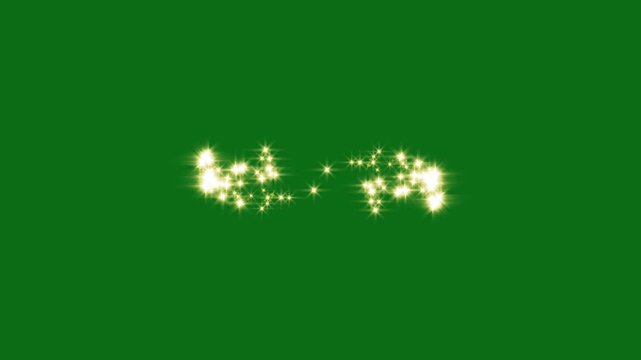 Fast glittering star lines motion effect, magic glitter sparkle trail transition with glowing golden starlight path, sparkling starry line on green screen for logo animation, 4k