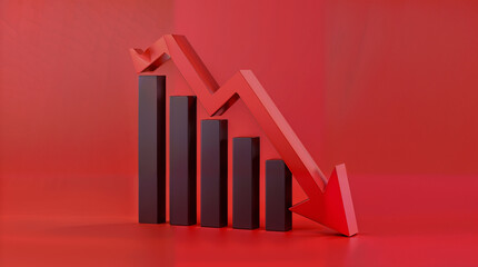 business graph with red arrow
