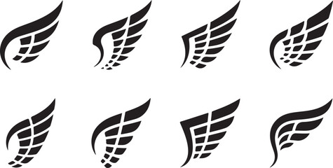 Fototapeta premium A collection of black and white wing designs in various styles and shapes