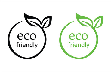 Eco-friendly logo set with leaf design for organic product packaging and sustainable brands.