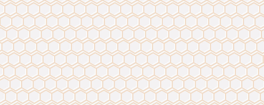 Embossed light grey hexagon on light brown background. Abstract honeycomb. Abstract tortoiseshell. Pastel color. Earth tone colour