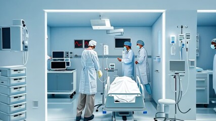 Interior of a modern hospital emergency department with a reception desk, medical staff, and patient admission area, representing efficient healthcare services and contemporary medical infrastructure.