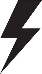 A sharp black lightning bolt icon on a white background viewed straight on