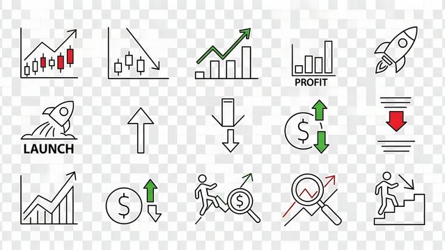 Line icons about increase and decrease concept With shadow. AI GENERATED.
