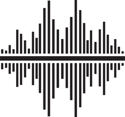 Symmetrical Sound Waveform Illustration with Reflected Bars and Lines on White Background