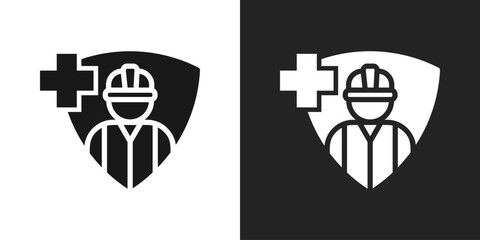 Safety At Work Icon In Black And White Glyph Style