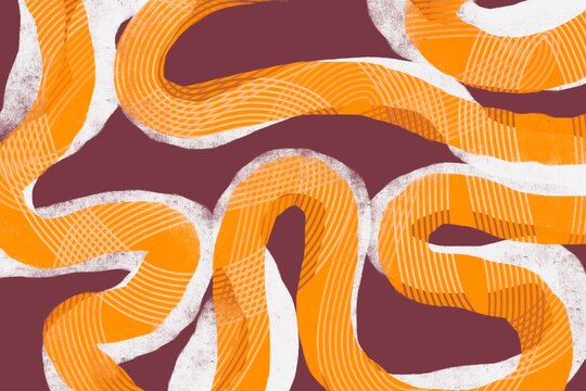 Bold abstract shapes and textured patterns illustration