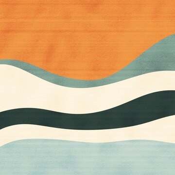 Minimal abstract landscape with flowing wave lines