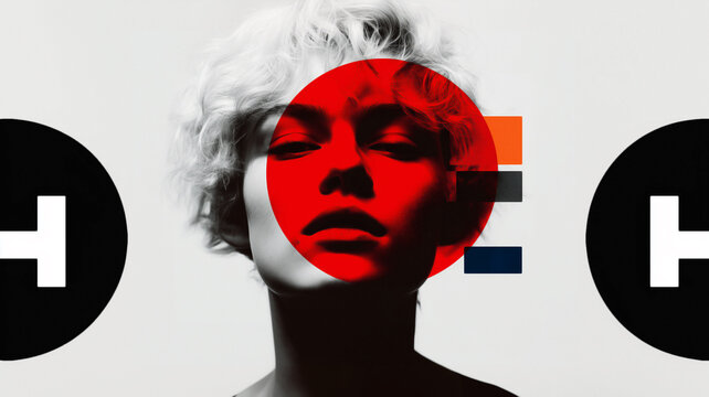 Contemporary artistic portrait with geometric overlay symbolizing rebellion and empowerment