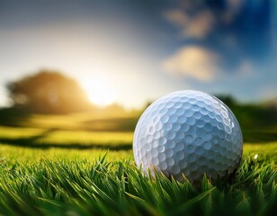 a close up of a golf ball resting on lush green grass creating a serene and sporty atmosphere
