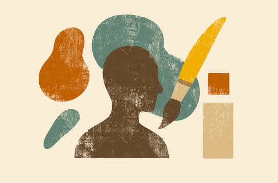 Abstract art of a creative mind with brush strokes