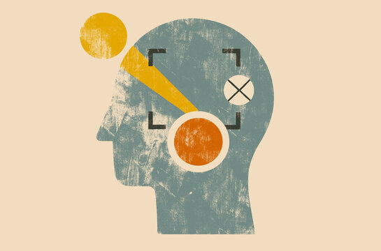 Abstract mind with geometric shapes illustration