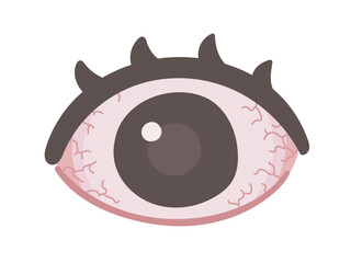 Illustration material of bloodshot eyes showing tiredness and inflammation