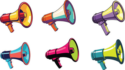 pop art megaphone flat vector illustration collection