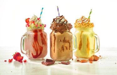 Vanille Schoko Erdbeere Shake, Eisshake