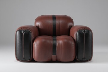 Obraz premium Red leather armchair with black accents