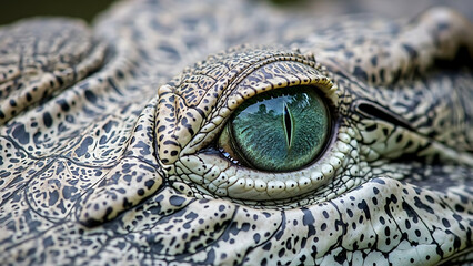 Close-up of a crocodile's eye in its natural habitat