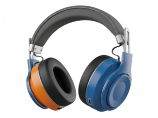 Modern wireless headphones with colorful design isolated on transparent background