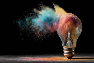 Colorful explosion from a lightbulb