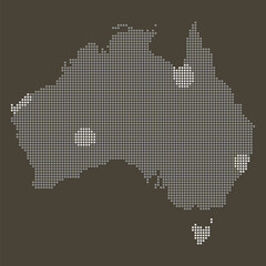 Australia Regional Distribution Map with Dotted Logistics Grid and Resource Nodes. Australia dotted map.