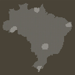 Brazil Logistics and Agro Industrial Map with Dotted Supply Chain Network Nodes. Brazil dotted map.