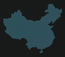 China Digital Innovation Map with Dotted Connectivity and Tech Hubs. China dotted map.