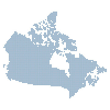 Professional Canada Dotted Vector Map for North American Trade and Finance Reports. Canada dotted map.