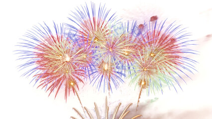 Fototapeta premium Vibrant Fireworks Explode in Night Sky with Colorful Bursts of Light and Energy