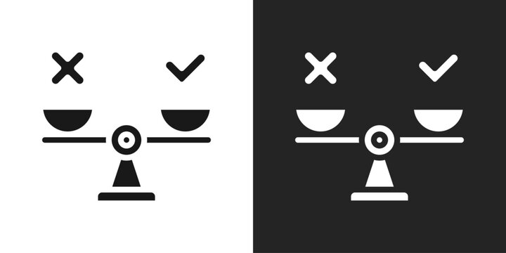 Pros And Cons Icon In Black And White Glyph Style