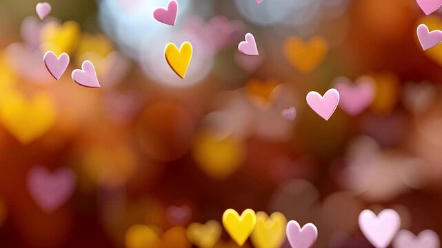 Colorful Heart Decorations Float in the Air During a Festive Holiday Celebration Generative AI