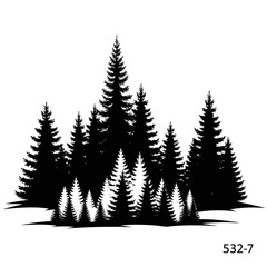Obraz premium Dense Pine Forest Silhouette Landscape Vector Illustration