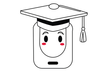 Study app symbol with graduation cap for online learning and courses