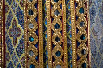 Golden art decoration in Wat Ratchabophit, is a Buddhist temple in Bangkok Thailand