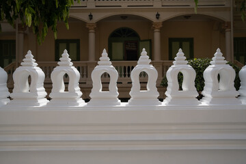 Art fence decoration in Wat Ratchabophit, is a Buddhist temple in Bangkok Thailand