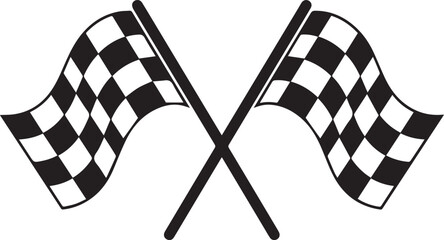 Two crossed checkered flags waving in a racing event illustration