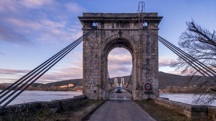 Fototapeta premium View of the Robinet bridge between Drôme and Ardèche