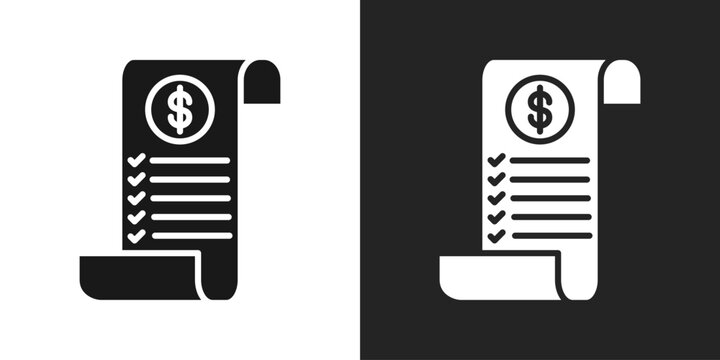 Invoice Icon In Black And White Glyph Style