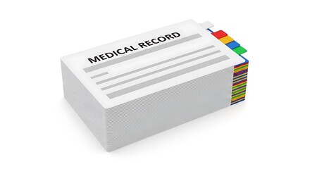 Medical record file with colorful tabs