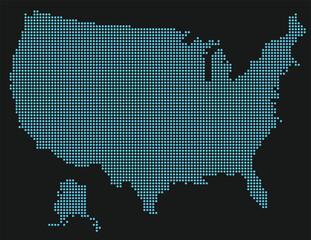 United States Digital Connectivity Map with Blue Dotted Grid Infrastructure