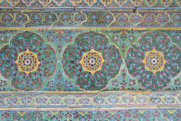Flower pattern art decoration on the wall in Wat Ratchabophit, is a Buddhist temple in Bangkok Thailand