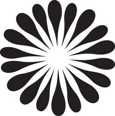 Black and white flower illustration from a front viewpoint