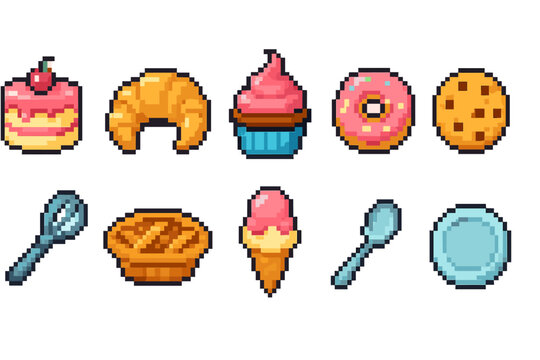 Bakery, dessert icon set. Delicious sweet treats in 3d style collection