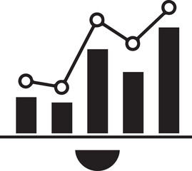 Graphical representation of data trends and statistics in a simple illustration format viewed from a straightforward perspective