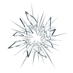 Obraz premium Abstract radial pattern of shattered glass, symbolizing destruction and fragmentation