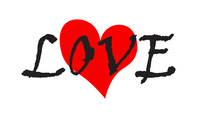 Cute romantic red heart image with text. Valentine's Day greeting card background illustration. Vector illustration.