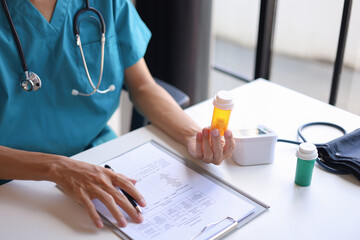 Doctor or authorized medical professional orders a specific medication for a patient to treat an illness or injury.
